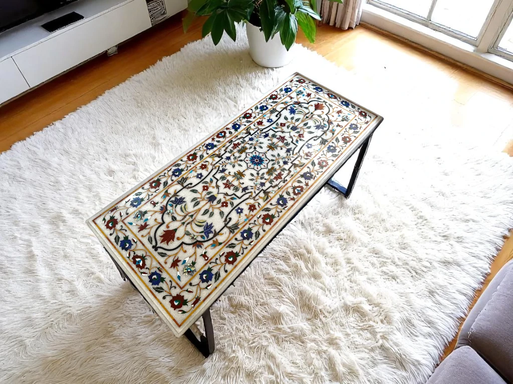 Custom Makrana Marble Console Table – Luxury Handcrafted Design